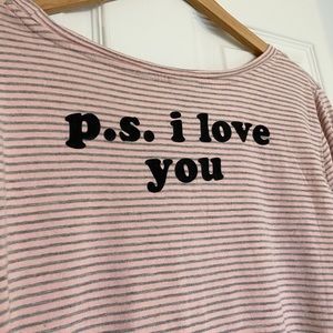 Junk Food Ps I Love You Long Sleeve Striped Tee XL